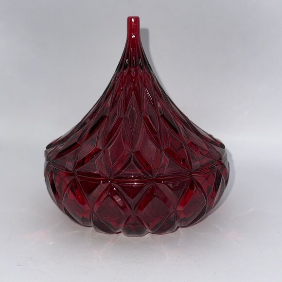 Godinger Hershey’s Kisses Crystal Red Candy Dish Bowl Display Gift - Picture 3 of 7